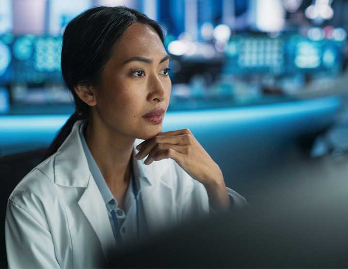 A woman working in a lab