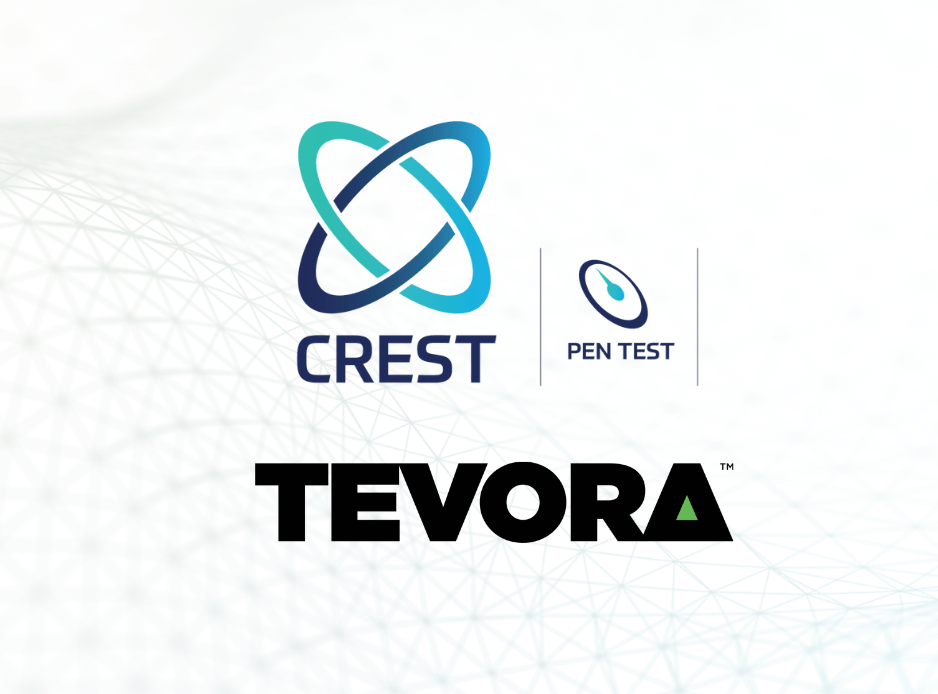 CREST accreditation badge highlighting Tevora’s recognition for expert Penetration Testing Services, compliant with cybersecurity standards including the EU’s DORA regulation.